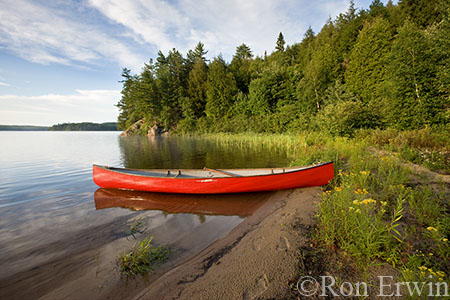 Red Canoe on Lake Manitou