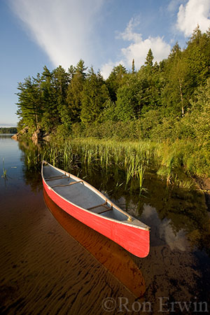 Red Canoe on Lake Manitou