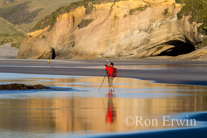 Photographer on Wharariki Beach, NZ